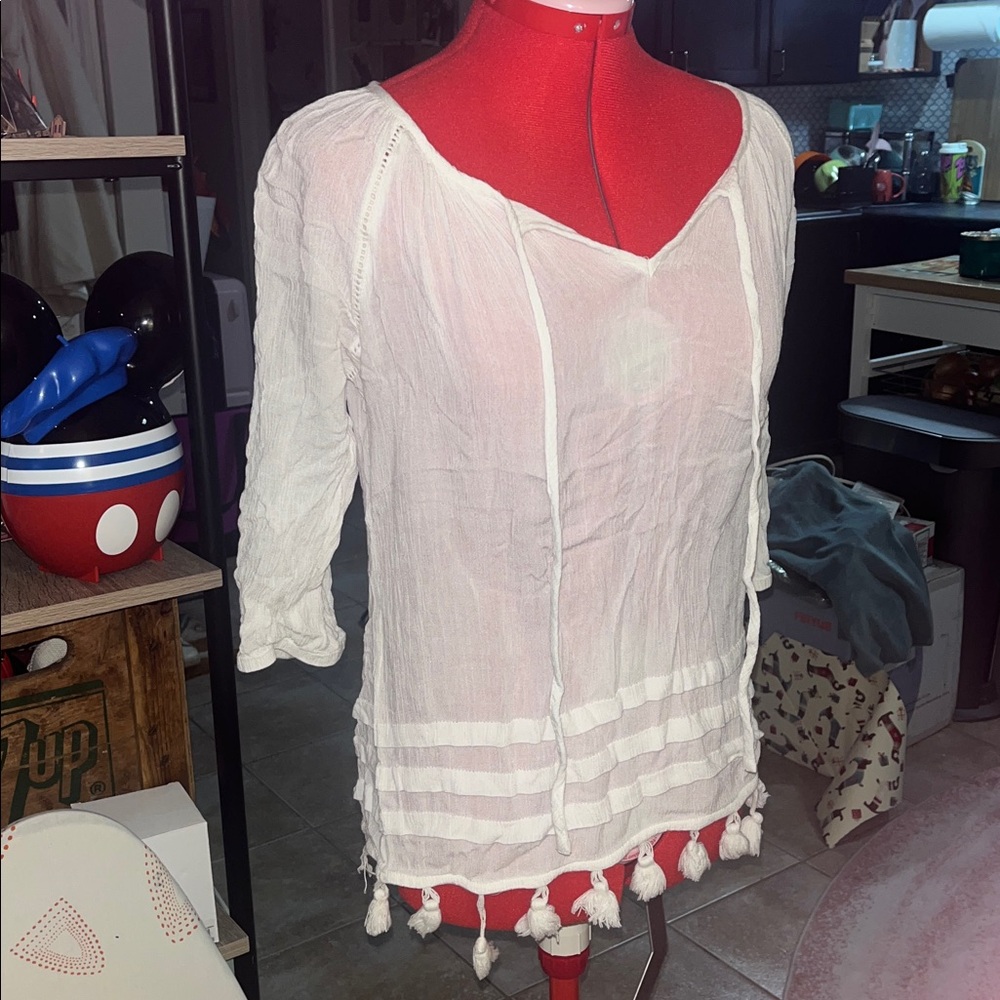 Antilia Femme White 100% Rayon Blouse